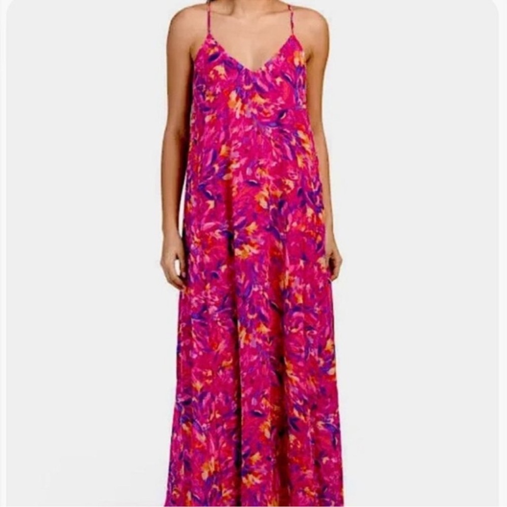 Nicole Miller Womens Dress Floral Charmeuse Satin Bright Floral Print Maxi Sz M